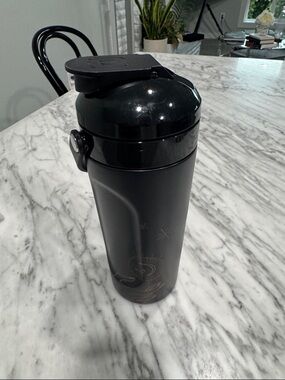 Insulated Matte Black Travel Bottle with Flip Top
